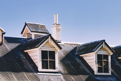 Low angle view of house against clear sky