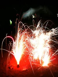 Firework display at night
