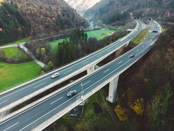 High angle view of railroad tracks
