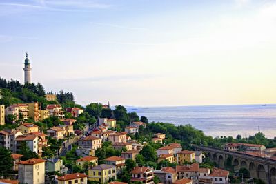 View of cityscape against clear sky