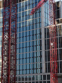 Red office building in city