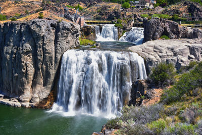 Scenic view of waterfall