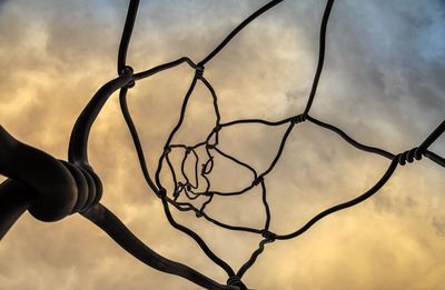 Close-up of silhouette hand against sky