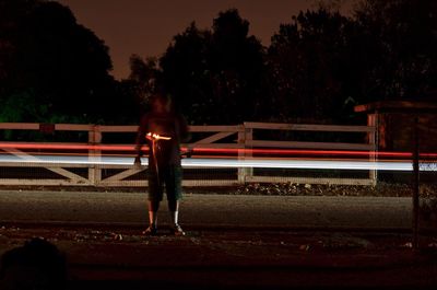 Blurred motion of train at night