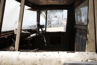 Interior of abandoned car