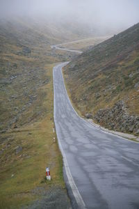 High angle view of winding road on mountain