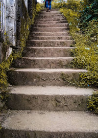 Low angle view of steps on wall