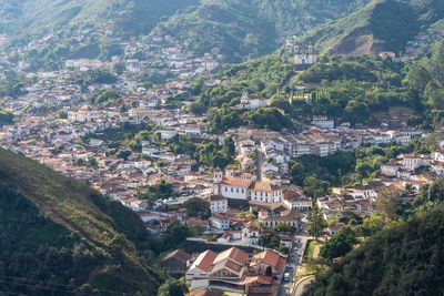 High angle view of buildings in city