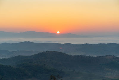 Scenic view of landscape against sky during sunset