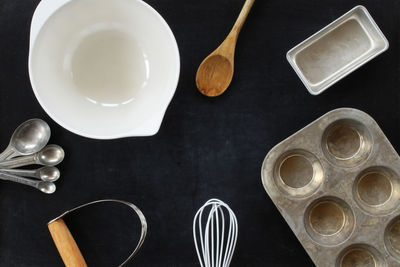 High angle view of food on table