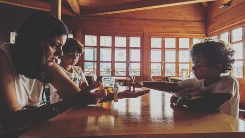 People sitting in restaurant