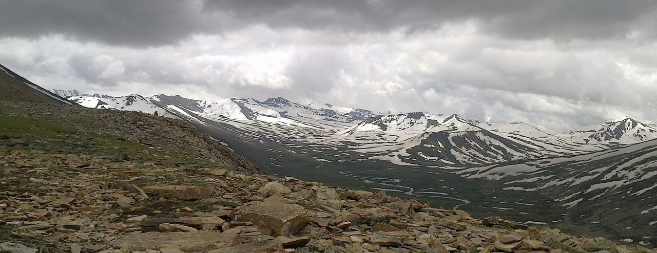 mountain, snow, tranquil scene, winter, sky, tranquility, cold temperature, scenics, mountain range, weather, beauty in nature, landscape, cloud - sky, nature, snowcapped mountain, cloudy, non-urban scene, season, physical geography, cloud