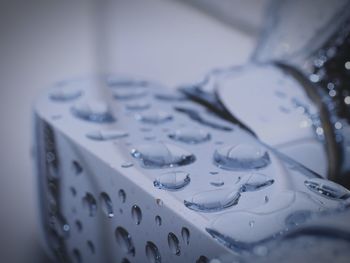 Close-up of water drops on table