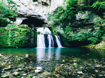 Scenic view of waterfall