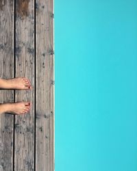 Low section of man standing on jetty