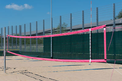 Net on volleyball court 