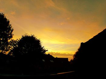 Silhouette trees against sky during sunset