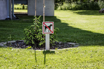 Information sign on grass