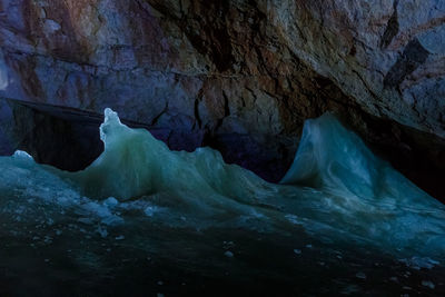 Scenic view of frozen cave