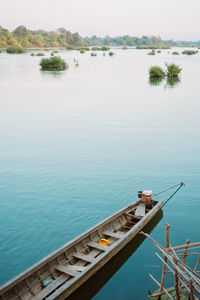 High angle view of boat on lake