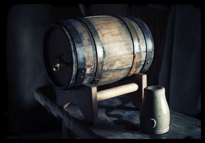 Wooden barrel in industry