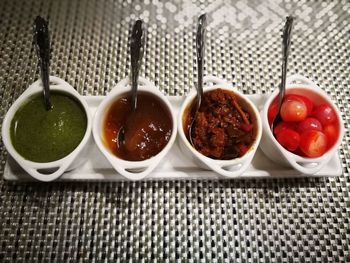 Close-up of salad in bowl on table
