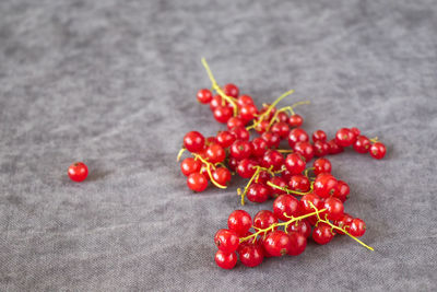 High angle view of cherries on table