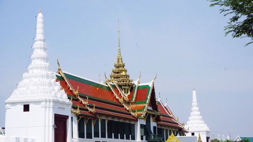 Low angle view of pagoda against sky