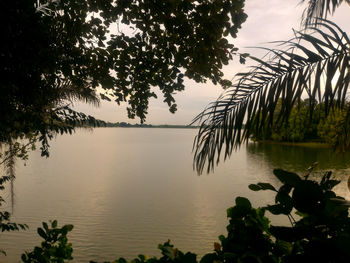 Scenic view of lake against sky