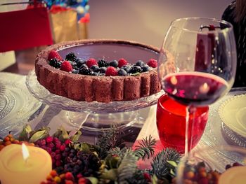 Christmas table with linzer cake