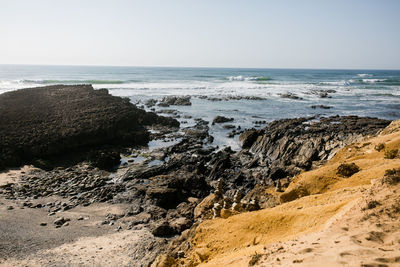 Scenic view of sea against clear sky