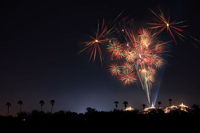 The most famous firework festival in  thailand.low angle view of firework display at night.