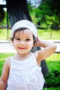 Portrait of cute girl in park