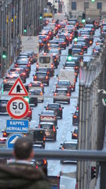 High angle view of traffic on road