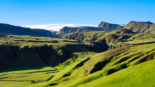 Scenic view of landscape against clear sky