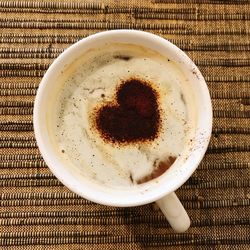 High angle view of coffee on table