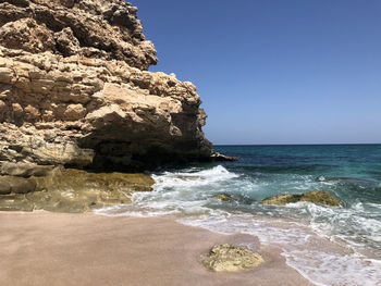 Scenic view of sea against clear sky