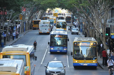 High angle view of traffic on city street