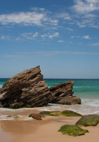 Scenic view of sea and rock formation