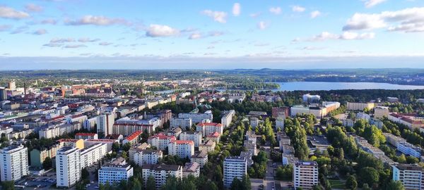 High angle view of townscape against sky