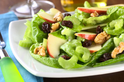 Close-up of salad served in plate