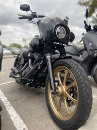 Motorcycle parked on road
