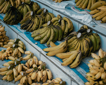 High angle view of fruits for sale at market stall