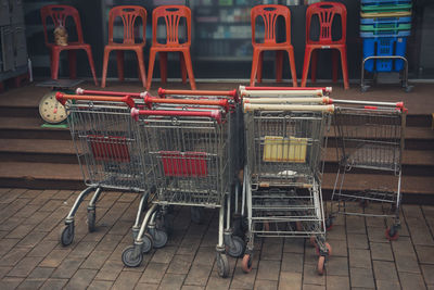 Shopping cart on sidewalk