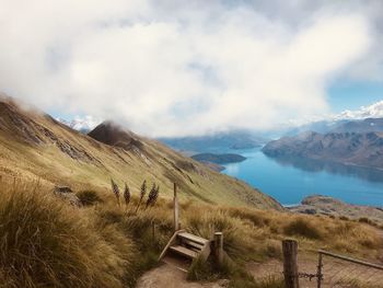 Scenic view of mountains against sky