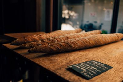 Close up of bread on shelf