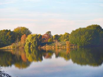 Scenic view of lake against sky