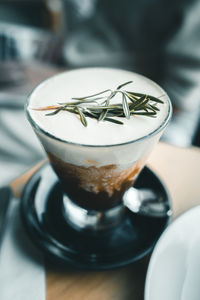 Close-up of coffee cup on table