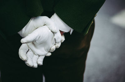 Close-up of hand holding leaf
