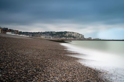 Scenic view of beach against sky